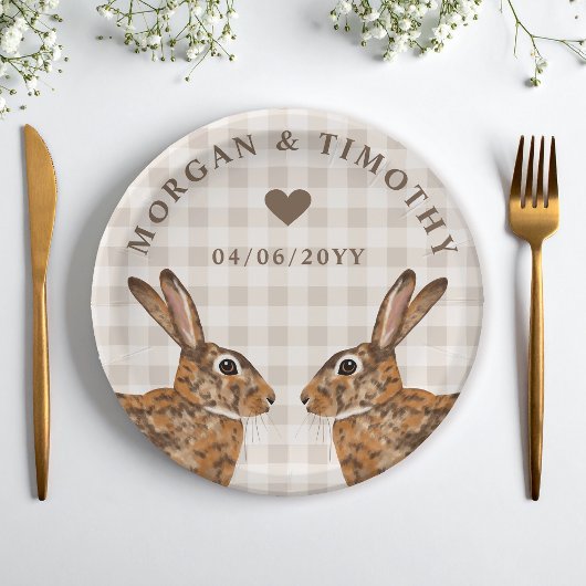 Hare Bunny Heads With Names And Date Wedding Papieren Bordje