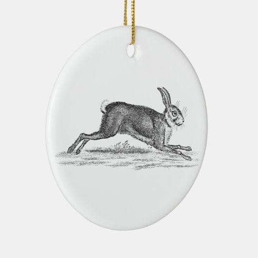  Hare Bunny Rabbit 1800s Illustratie Keramisch Ornament (Rechts)