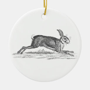  Hare Bunny Rabbit 1800s Illustratie Keramisch Ornament