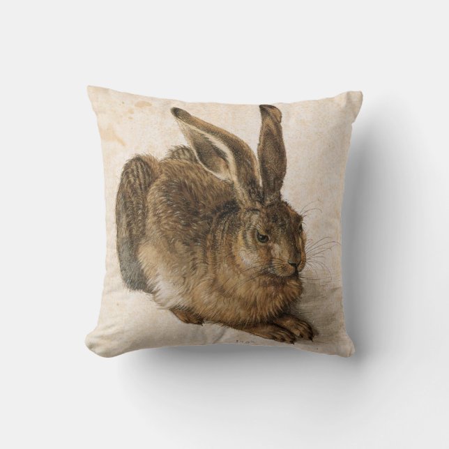 Hare by Albrecht Dürer - Flower Symbol Back Kussen (Voorkant)