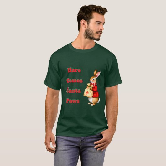 Hare Comes Santa Paws T-Shirt (Voorkant volledig)