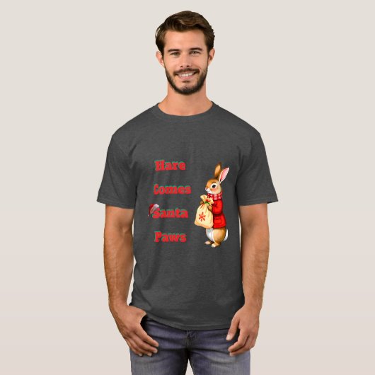 Hare Comes Santa Paws T-Shirt (Voorkant volledig)