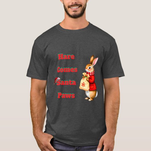 Hare Comes Santa Paws T-Shirt (Voorkant)