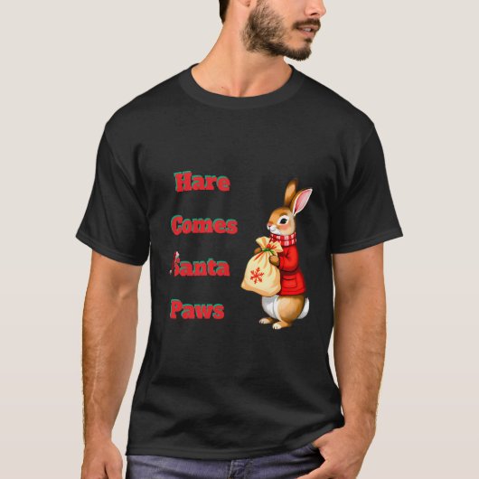 Hare Comes Santa Paws T-Shirt (Voorkant)