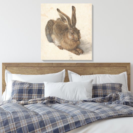 Hare (door Albrecht Dürer) Canvas Afdruk (Insitu (Slaapkamer))