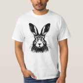 Hare Face Line Art Illustratie T-shirt (Voorkant)