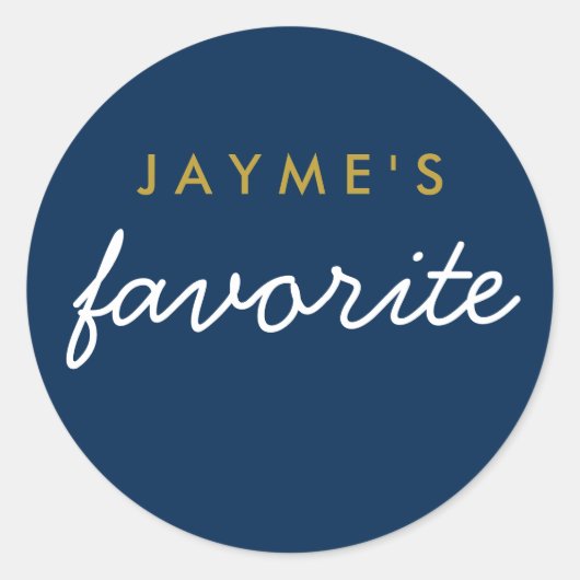 "Hare" favoriete snack Navy Blue Gold White Ronde Sticker (Voorkant)