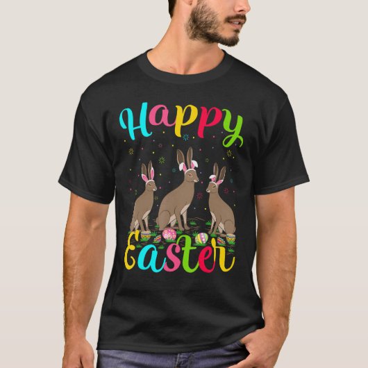 Hare Funny Easter Bunny Hare Happy Pasen T-shirt (Voorkant)