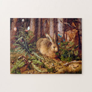 Hare in Forest Hans Hoffmann Rabbit Painting Legpuzzel