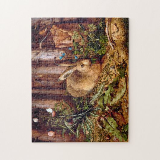 Hare in Forest Hans Hoffmann Rabbit Painting Legpuzzel (Verticaal)