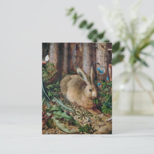 hare in het bos - Hans Hoffmann Briefkaart (Staand voorkant)
