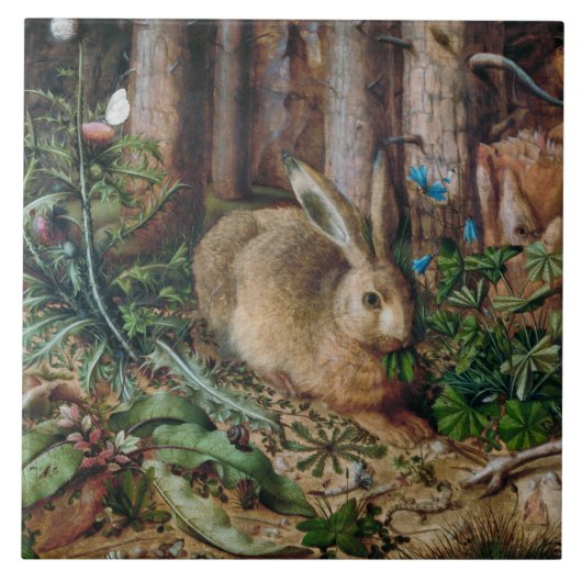hare in het bos - Hans Hoffmann Tegeltje (Voorkant)