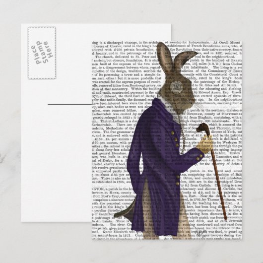 Hare in Paarse munt Briefkaart (Voorkant / Achterkant)