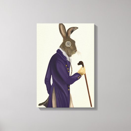 Hare in Paarse munt Canvas Afdruk (Voorkant)