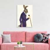 Hare in Paarse munt Canvas Afdruk (Insitu (Woonkamer))
