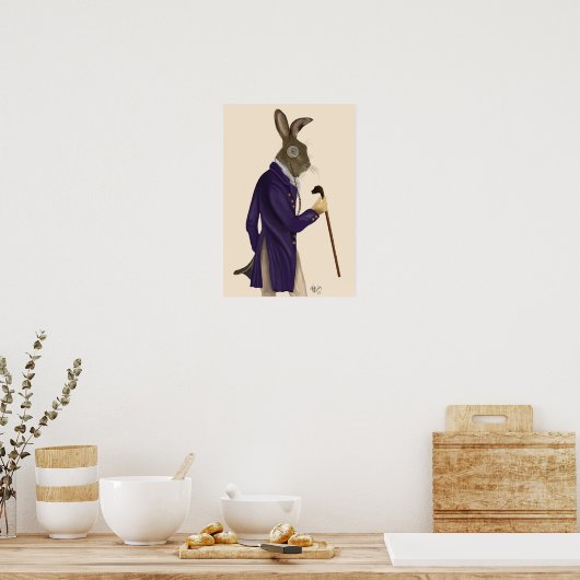 Hare in Paarse munt Poster (Keuken)