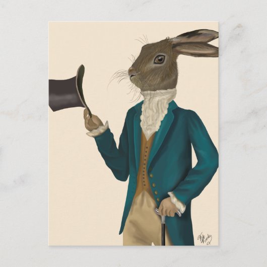 Hare in Turquoise Coat 2 Briefkaart (Voorkant)