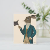 Hare in Turquoise Coat 2 Briefkaart (Staand voorkant)