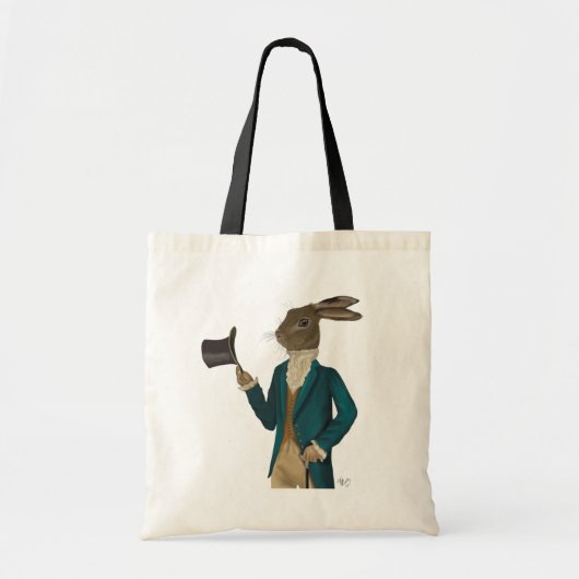 Hare in Turquoise Coat 2 Tote Bag (Voorkant)