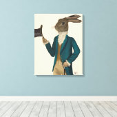 Hare in Turquoise Coat Canvas Afdruk (Insitu (Houten vloer))