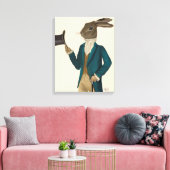 Hare in Turquoise Coat Canvas Afdruk (Insitu (Woonkamer))