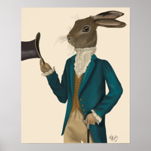 Hare in Turquoise Coat Poster