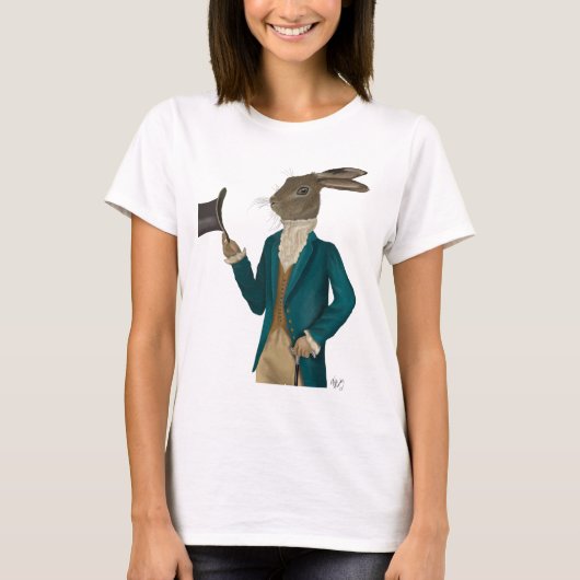 Hare in Turquoise Coat T-shirt (Voorkant)