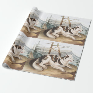 Hare Indian Dog (Canis familiaris) Illustratie Cadeaupapier