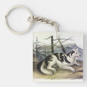 Hare-Indian Dog (Mackenzie River Dog) door Audubon Sleutelhanger
