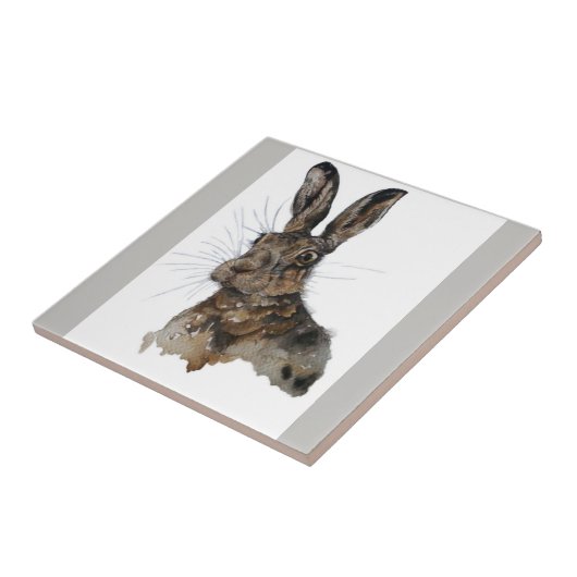 Hare keramische fototegels tegeltje (Zijkant)