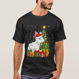 Hare kerstboom verlichting kerstmuts haas kerst t-shirt