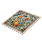 Hare Konijn Mediterraan Konijntje Folk Dierenkunst Tegeltje (Zijkant)