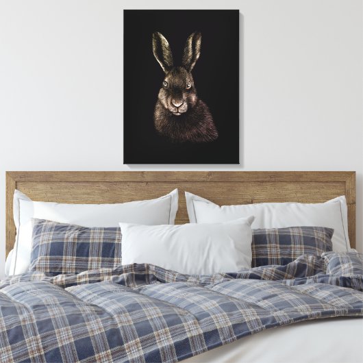 Hare, konijn, tekening canvas afdruk (Insitu (Slaapkamer))
