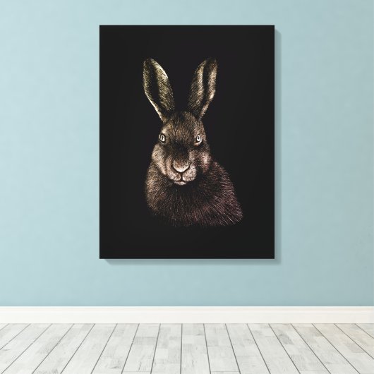 Hare, konijn, tekening canvas afdruk (Insitu (Houten vloer))