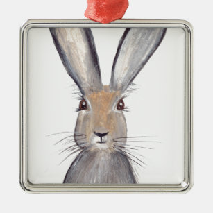 Hare konijn waterverf dierlijk bos  metalen ornament