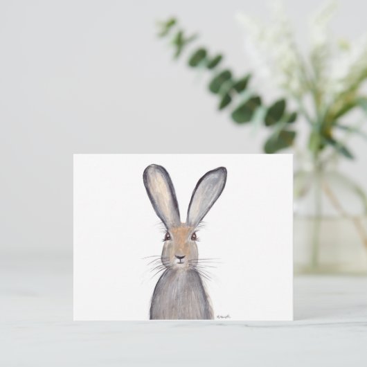 Hare konijn waterverf dierlijk bos schattig briefkaart (Staand voorkant)