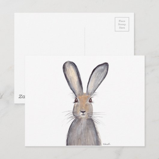 Hare konijn waterverf dierlijk bos schattig briefkaart (Voorkant / Achterkant)