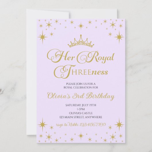 Hare Koninklijke Drieheid Gouden Prinses 3e Verjaa Kaart (Voorkant)