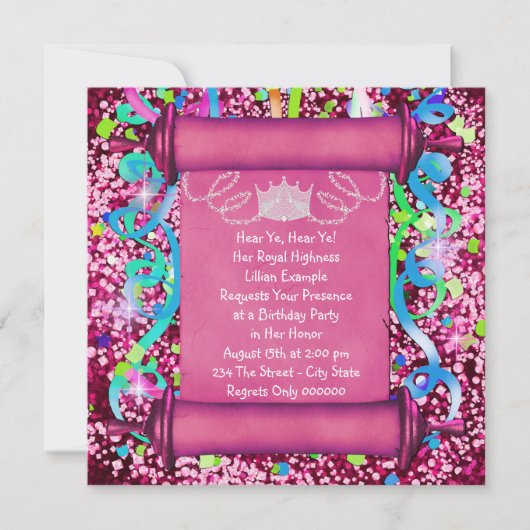 Hare Koninklijke Hoogheid Prinses Verjaardagsfeest Kaart (Voorkant)