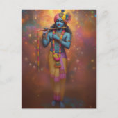 Hare Krishna Pastel Regenboog Vuurwerk Hindu Kunst Briefkaart (Voorkant)