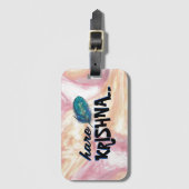 "Hare Krishna" Peacock Feather Hindu Bagagelabel (Voorkant (verticaal))