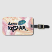 "Hare Krishna" Peacock Feather Hindu Bagagelabel (Voorkant (horizontaal))
