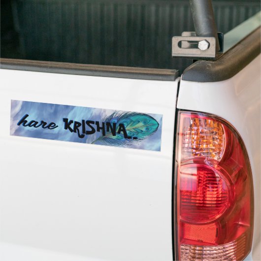 "Hare Krishna" Peacock Feather Hindu Bumpersticker (Op Truck)
