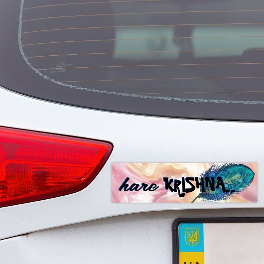 "Hare Krishna" Peacock Feather Hindu Bumpersticker