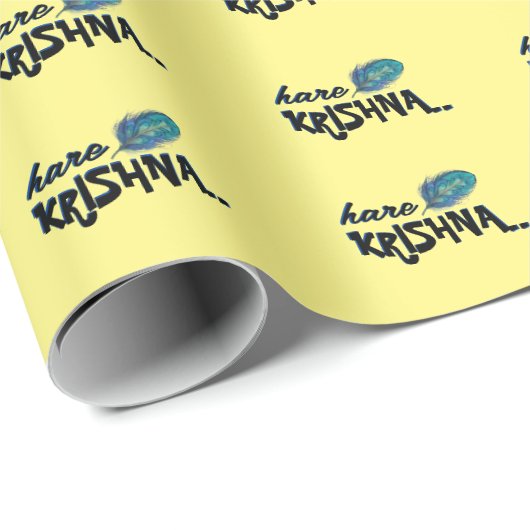 "Hare Krishna" Peacock Feather Hindu Cadeaupapier (Rol Hoek)