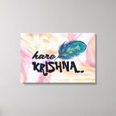 "Hare Krishna" Peacock Feather Hindu Canvas Afdruk (Voorkant)