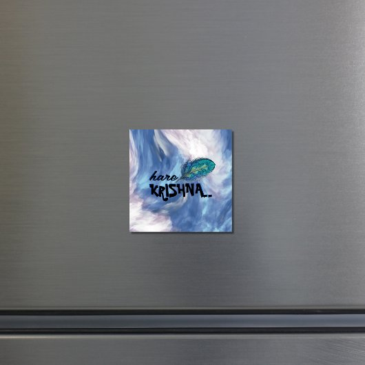 "Hare Krishna" Peacock Feather Hindu Magneet