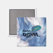 "Hare Krishna" Peacock Feather Hindu Magneet (Voorkant / Achterkant)