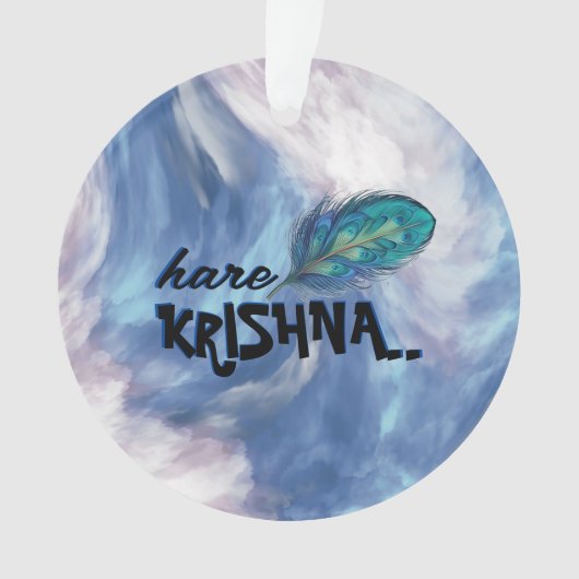 "Hare Krishna" Peacock Feather Hindu Ornament (voorkant)