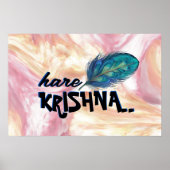 "Hare Krishna" Peacock Feather Hindu Poster (Voorkant)